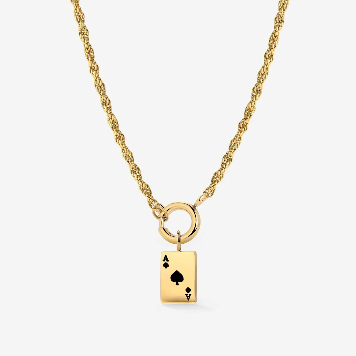 Aced Rope Chain Necklace Set Gold