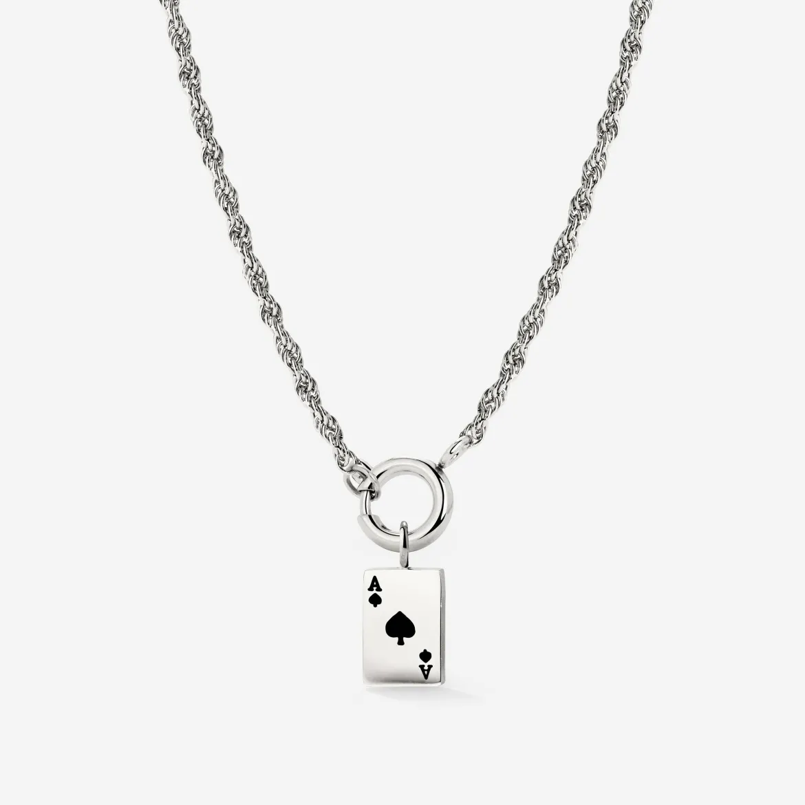 Aced Rope Chain Necklace Set Silber