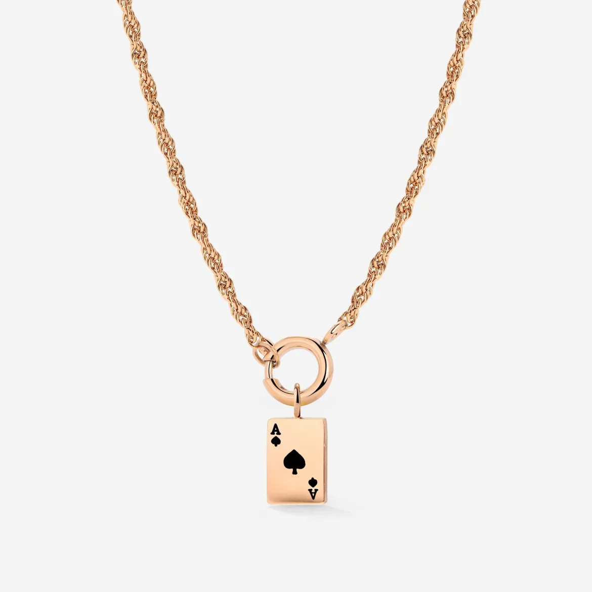 Aced Rope Chain Necklace Set Roségold