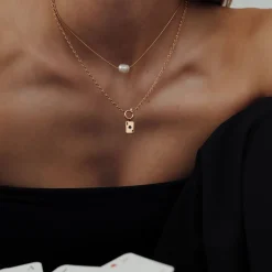 Aced Rope Chain Necklace Set Roségold