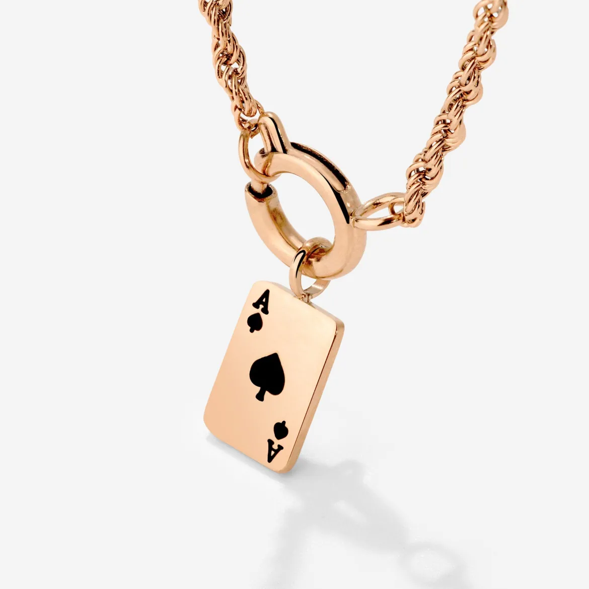 Aced Rope Chain Necklace Set Roségold