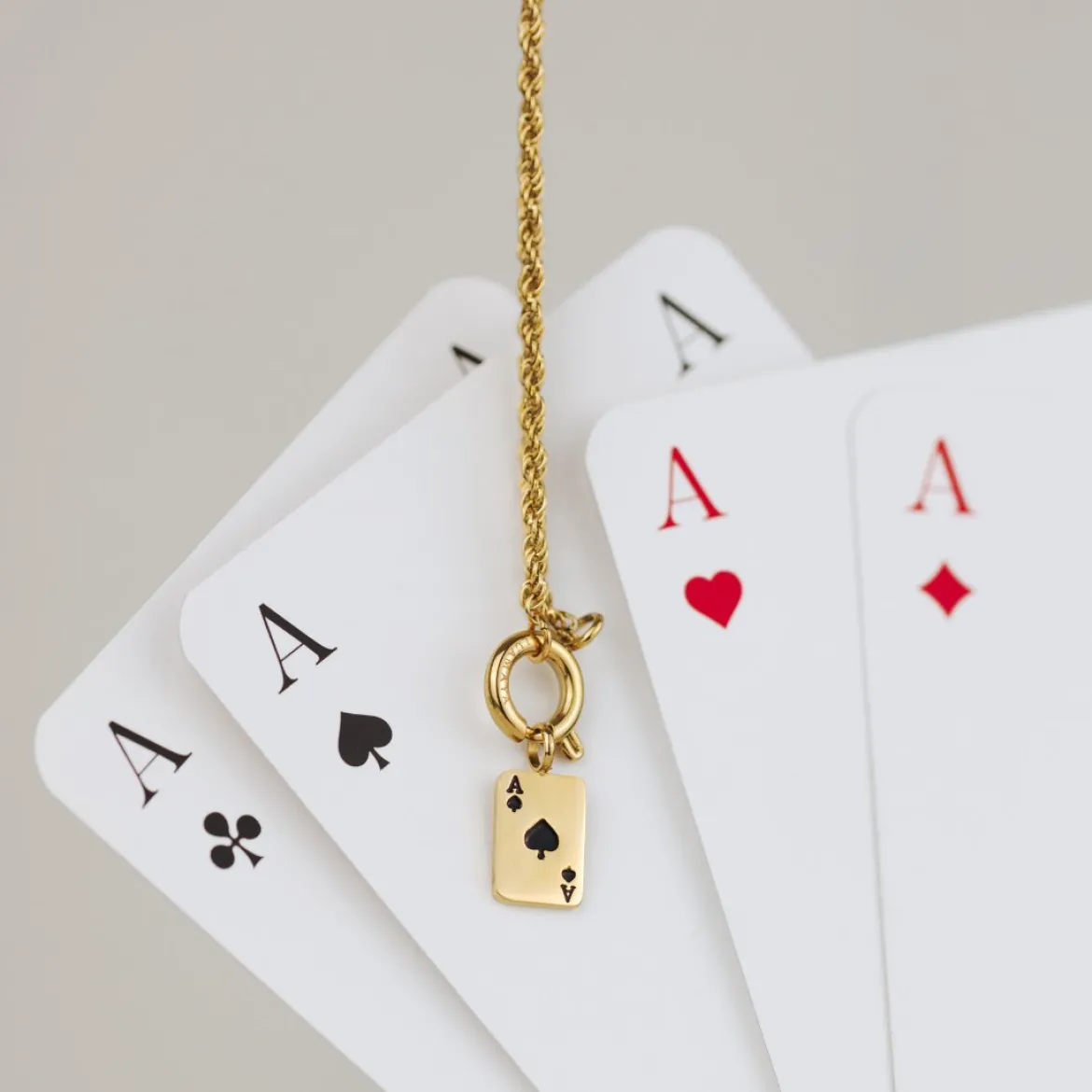 Aced Rope Chain Necklace Set Roségold