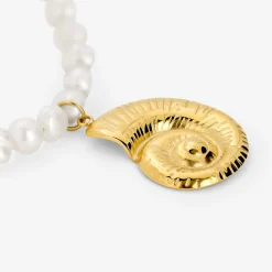 Ammonite Pearl Necklace Gold