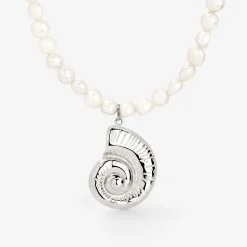 Ammonite Pearl Necklace Silber