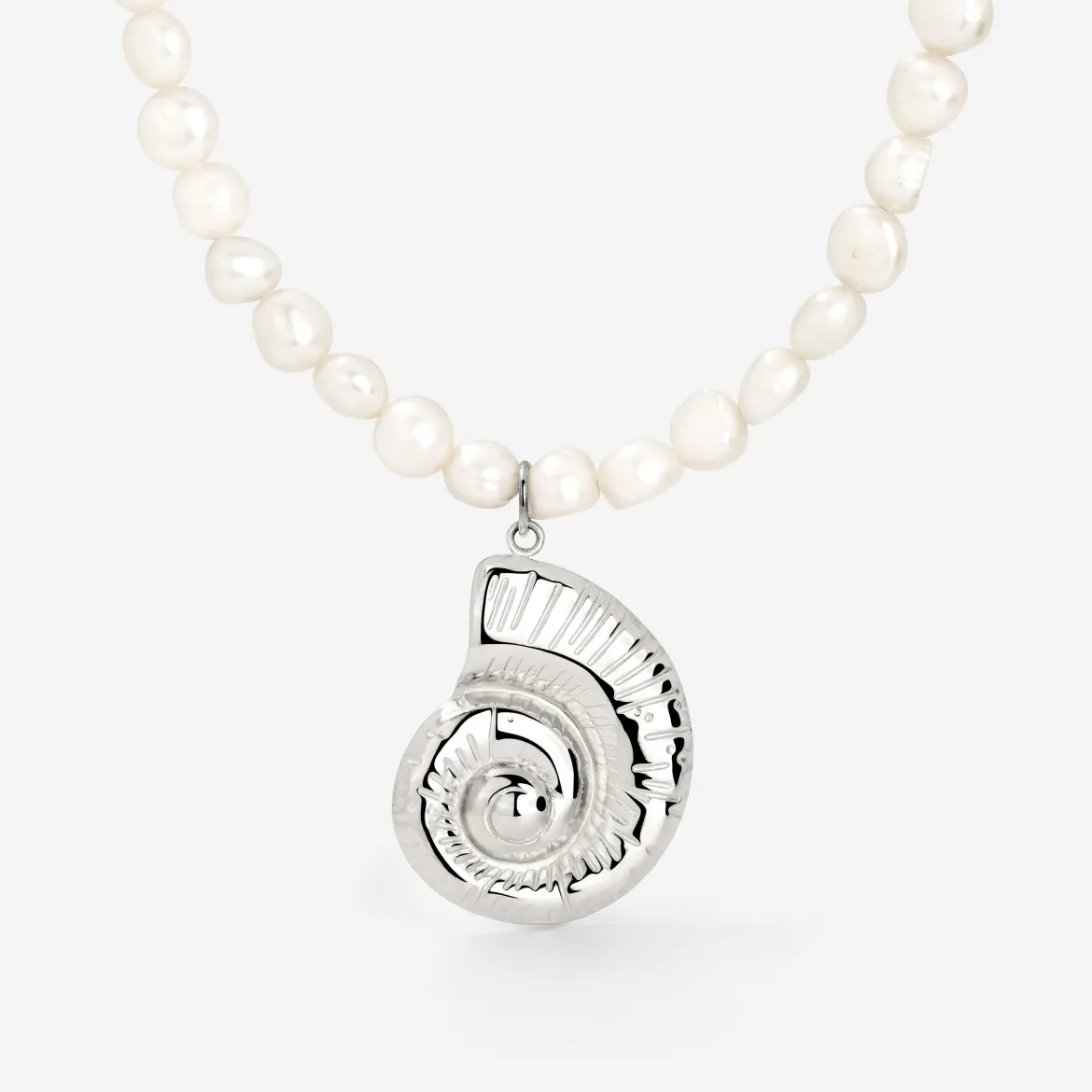 Ammonite Pearl Necklace Silber