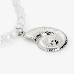 Ammonite Pearl Necklace Silber