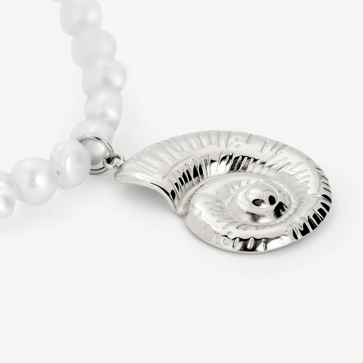Ammonite Pearl Necklace Silber
