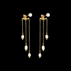 Annas Sparkle Pearl Studs Gold