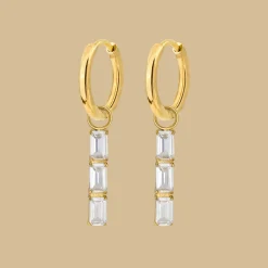 Baguette Bundle Hoop Set Small Gold