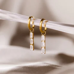 Baguette Bundle Hoop Set Small Gold