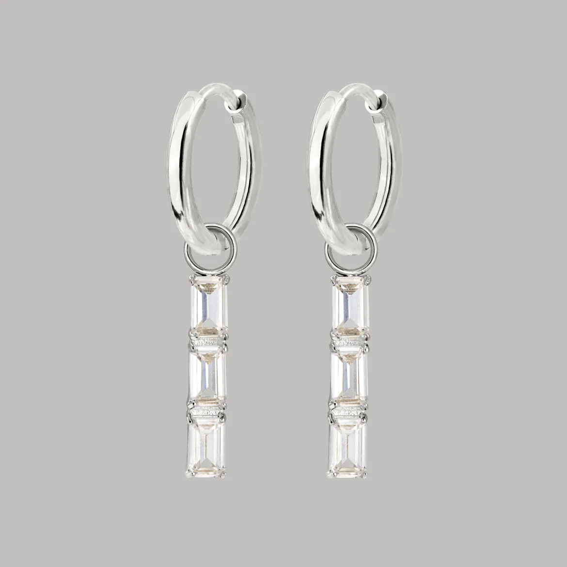 Baguette Bundle Hoop Set Small Silber
