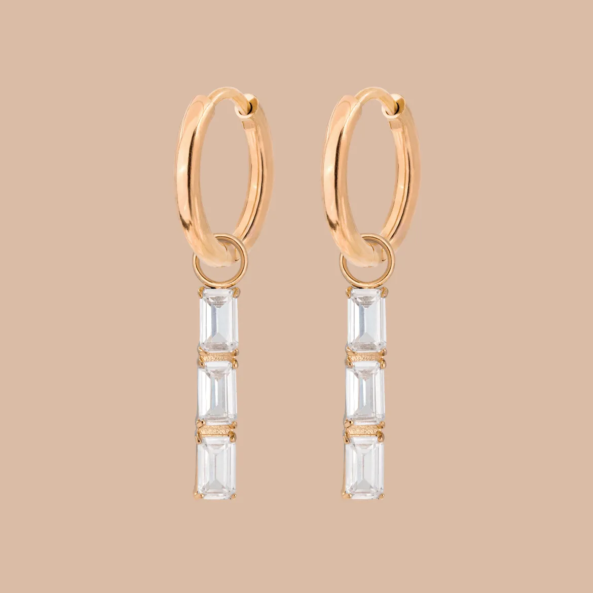 Baguette Bundle Hoop Set Small Roségold