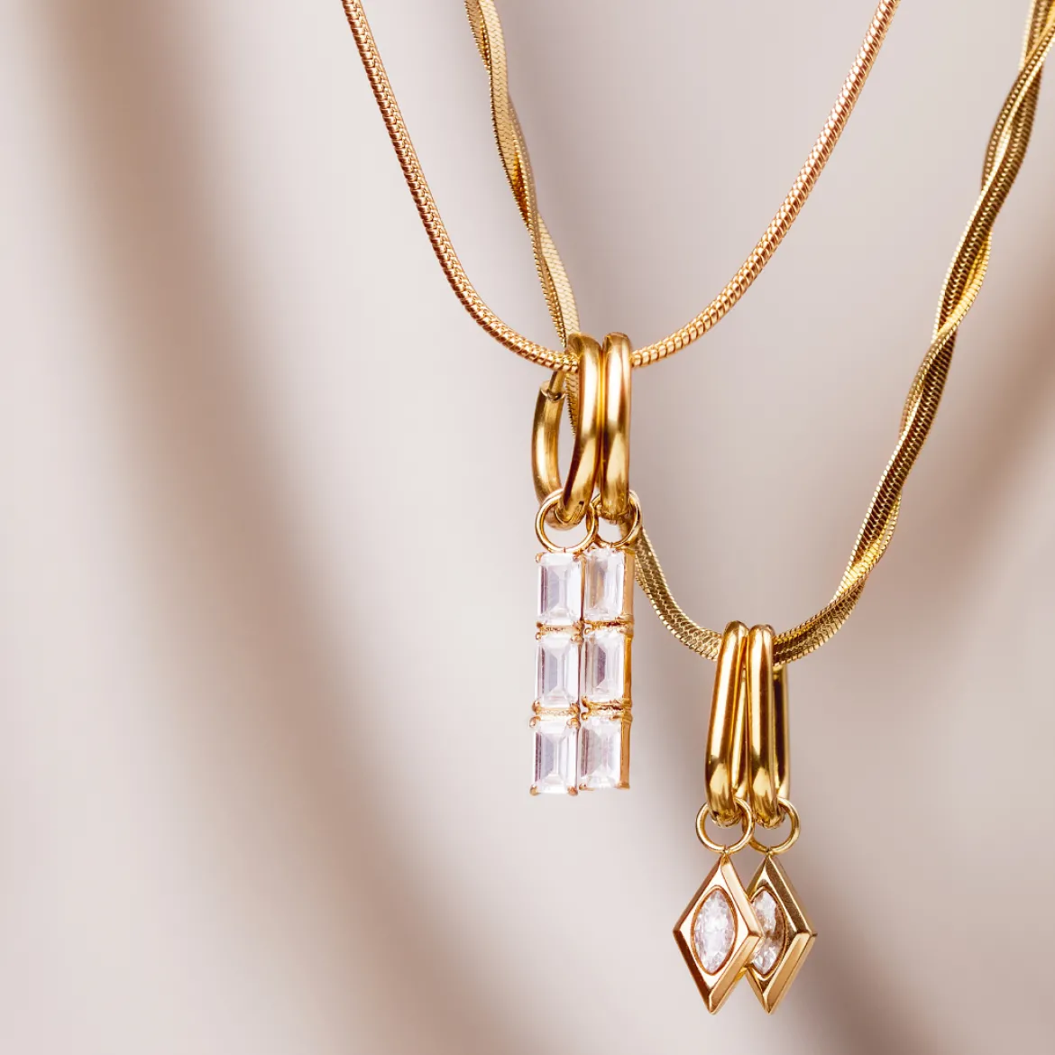 Baguette Bundle Hoop Set Small Roségold