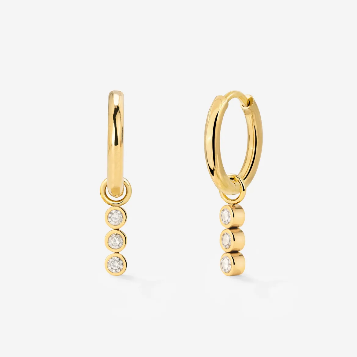 Bezel Bling Hoop Set Small Gold