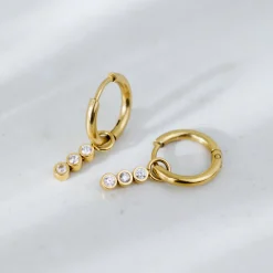 Bezel Bling Hoop Set Small Silber