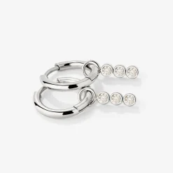 Bezel Bling Hoop Set Small Silber