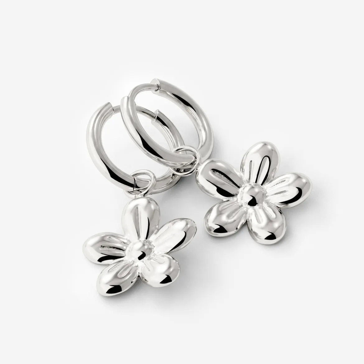 Blossom Hoop Set Small Silber