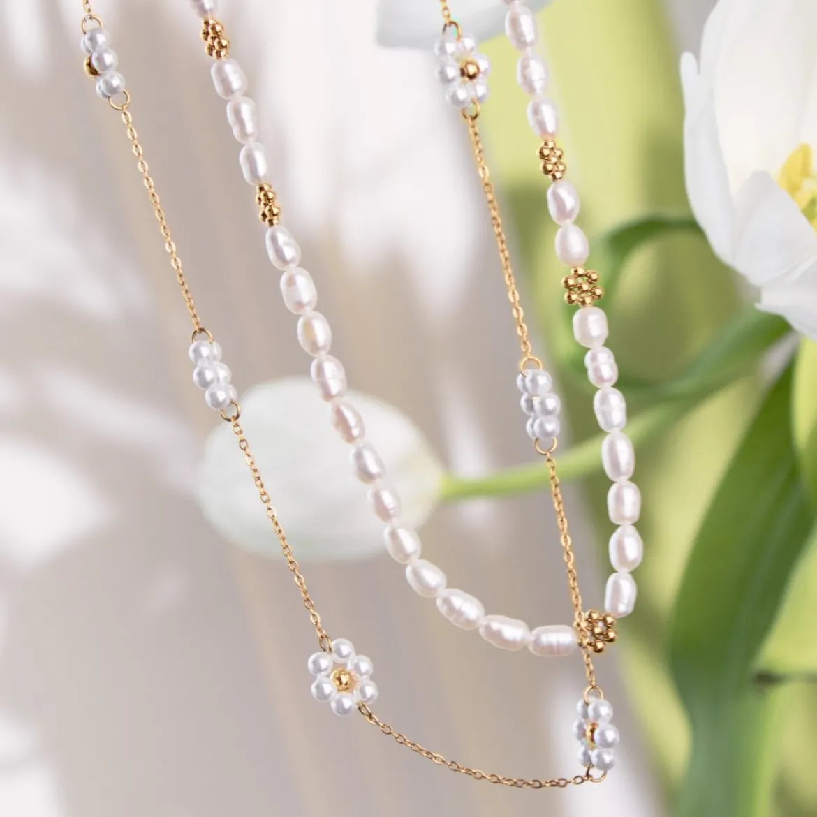 Blossom Pearl Choker Silber