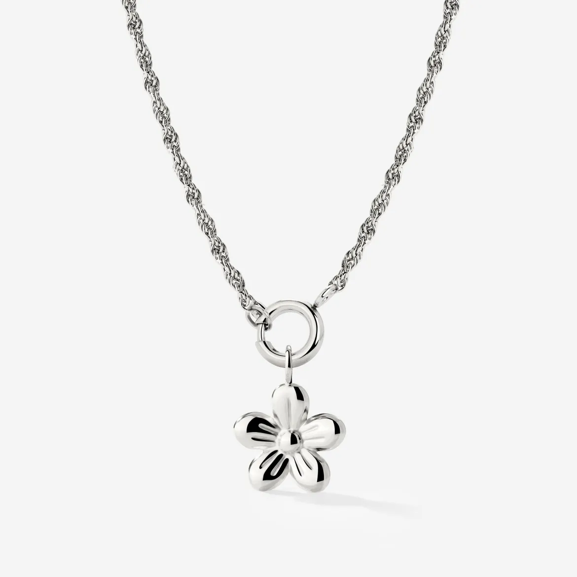 Blossom Rope Chain Necklace Set Silber