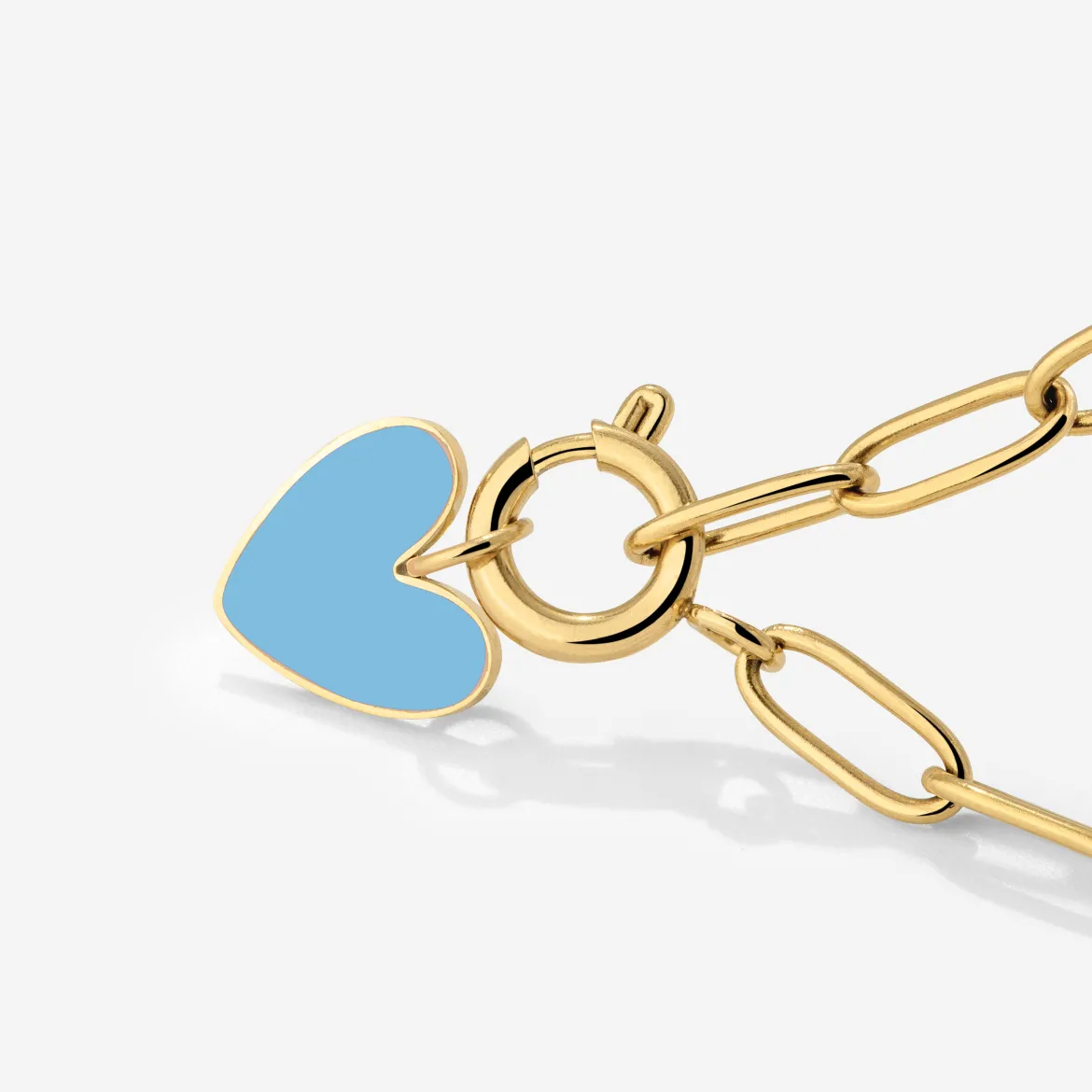 Blue Heart Oval Links Necklace Set Gold