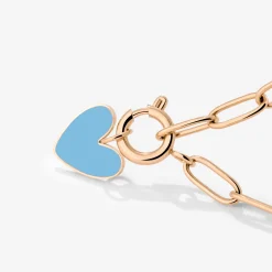 Blue Heart Oval Links Necklace Set Roségold