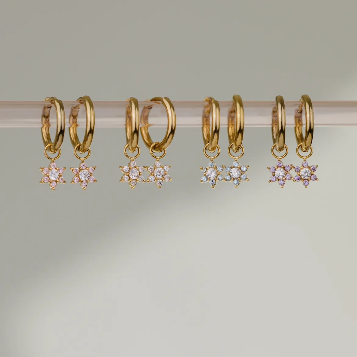 Blue Petal Hoop Set Small Roségold
