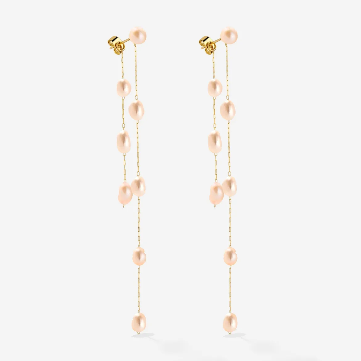 Blush Pearl Fall Earrings Gold