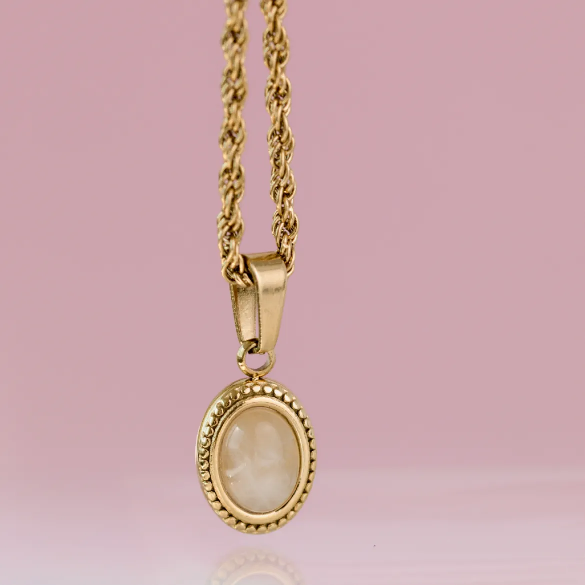 Blush Quartz Necklace Silber