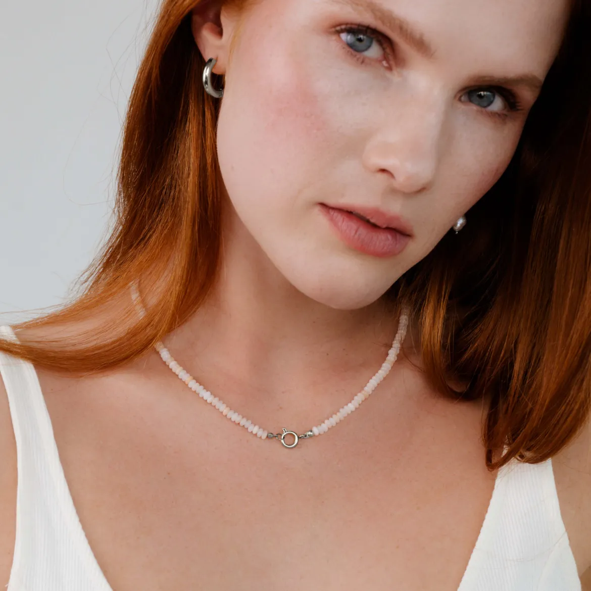 Blushstone Charm Necklace Silber