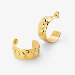Boho Beads Hoop Studs Gold