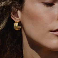 Boho Beads Hoop Studs Gold