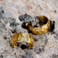 Boho Beads Hoop Studs Gold