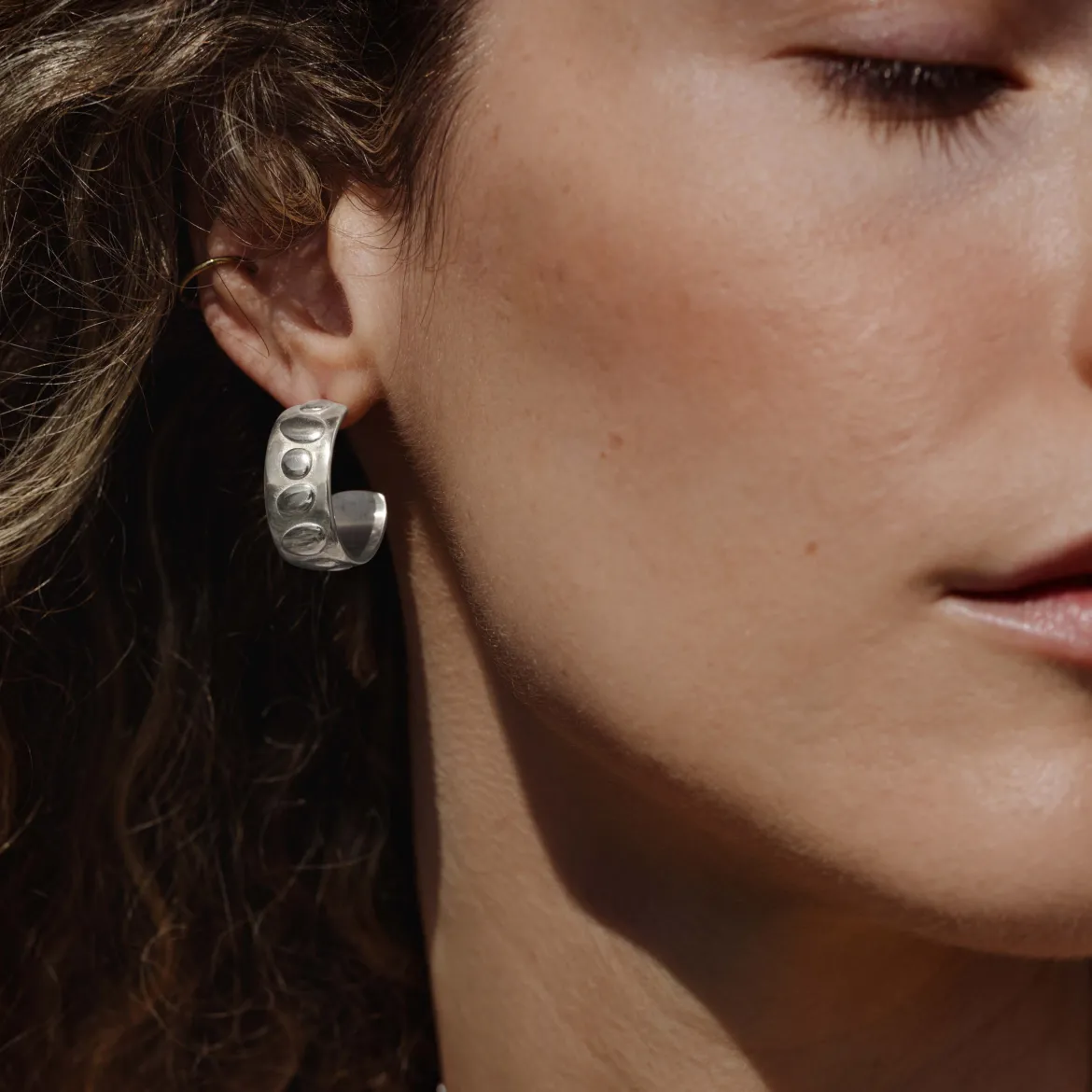 Boho Beads Hoop Studs Silber