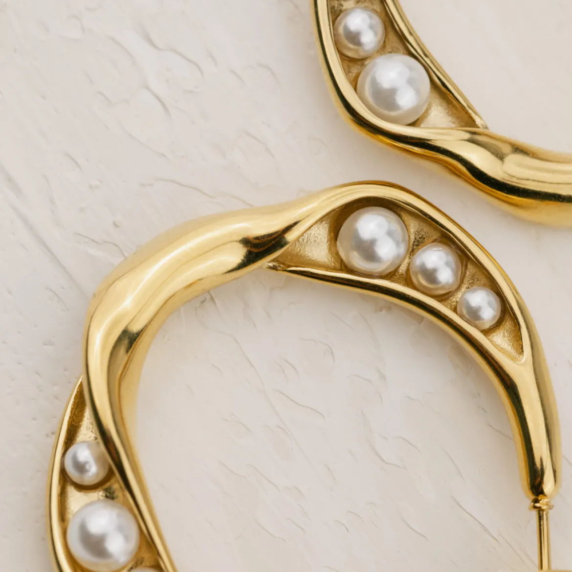 Branch Pearl Hoop Studs Silber