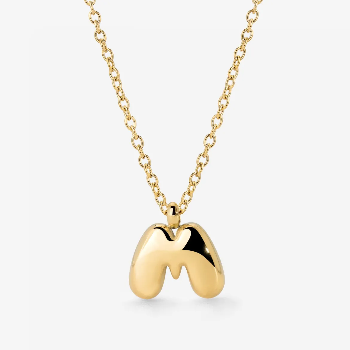 Bubble Letter Necklace Gold - A