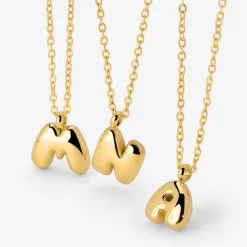 Bubble Letter Necklace Gold - A