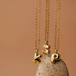 Bubble Letter Necklace Gold - A