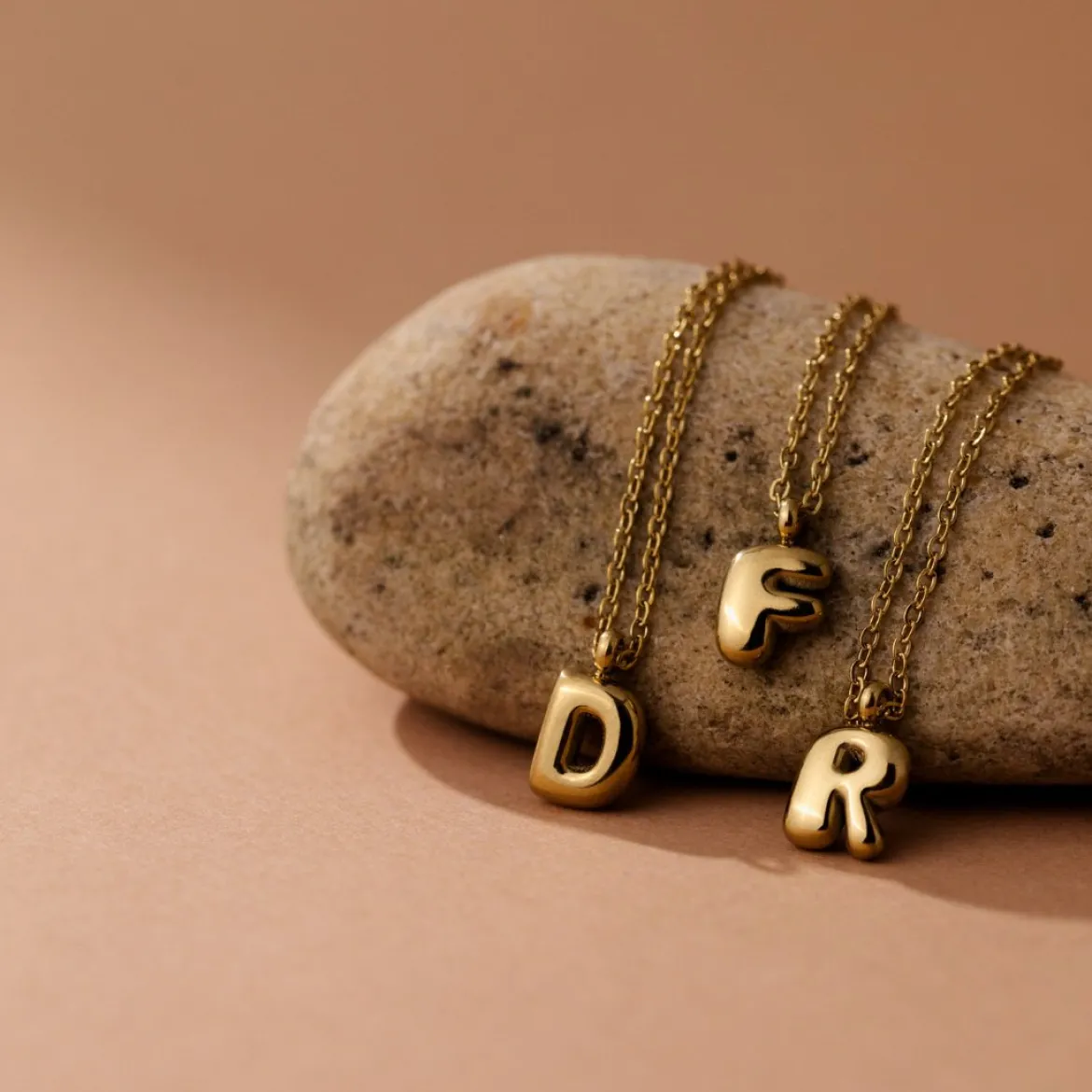 Bubble Letter Necklace Gold - A
