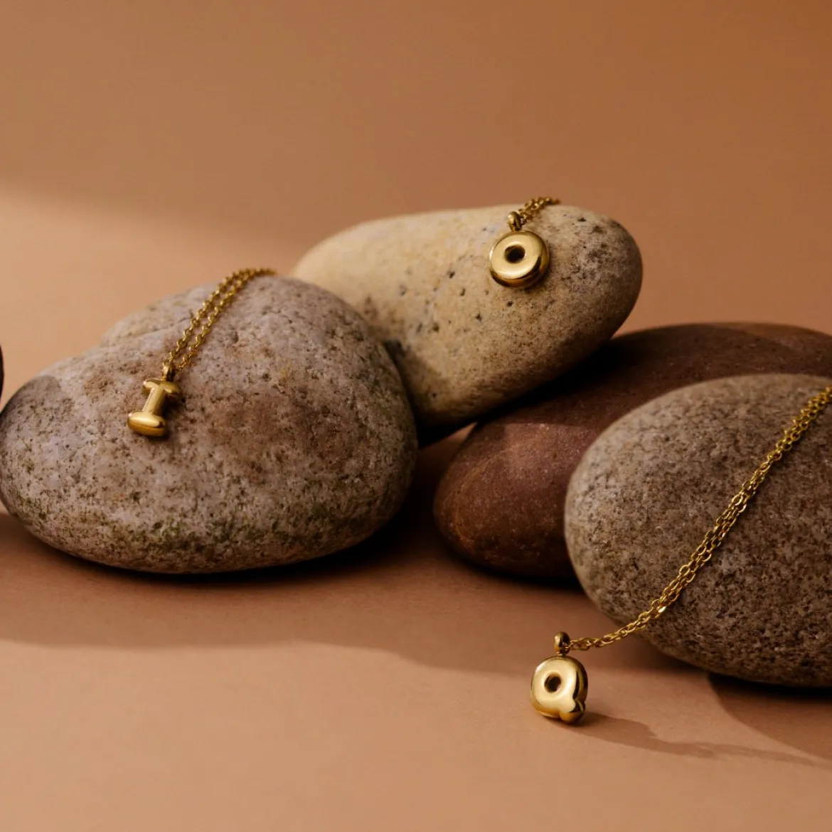 Bubble Letter Necklace Gold - A