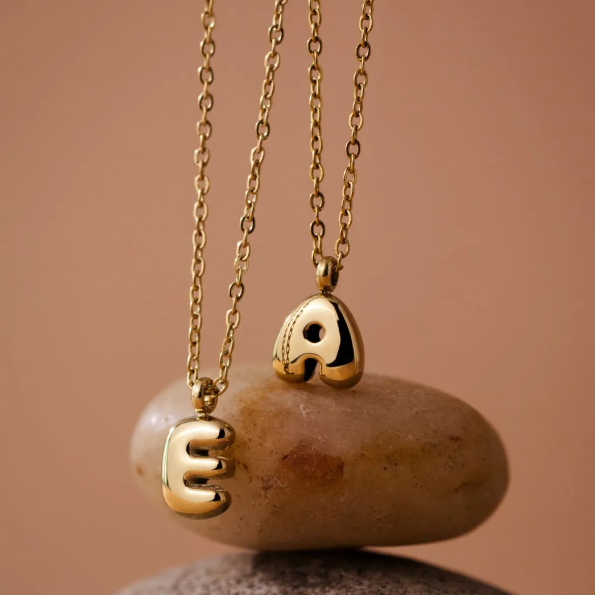 Bubble Letter Necklace Gold - A