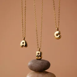 Bubble Letter Necklace Gold - A