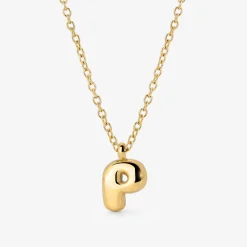 Bubble Letter Necklace Gold - A