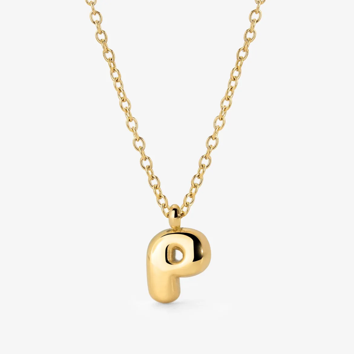 Bubble Letter Necklace Gold - A
