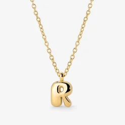 Bubble Letter Necklace Gold - A