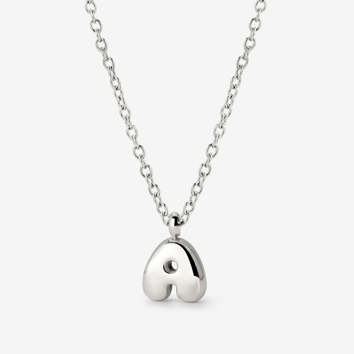 Bubble Letter Necklace Silber - A