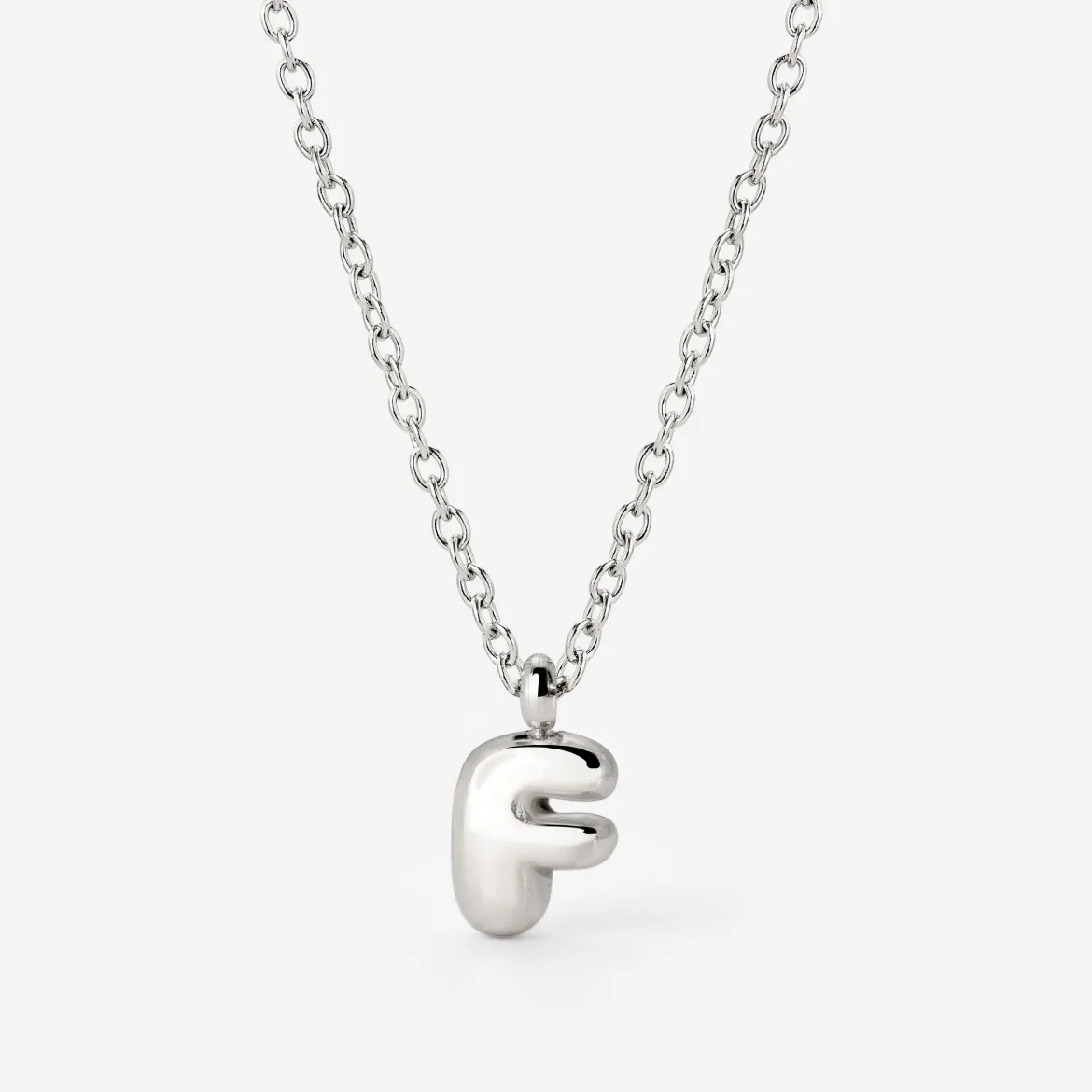 Bubble Letter Necklace Silber - A