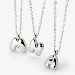 Bubble Letter Necklace Silber - A
