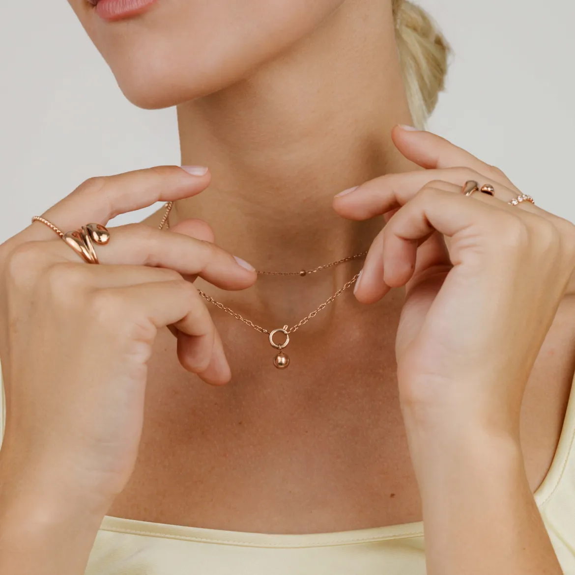 Bubbly Classic Chain Necklace Set Roségold