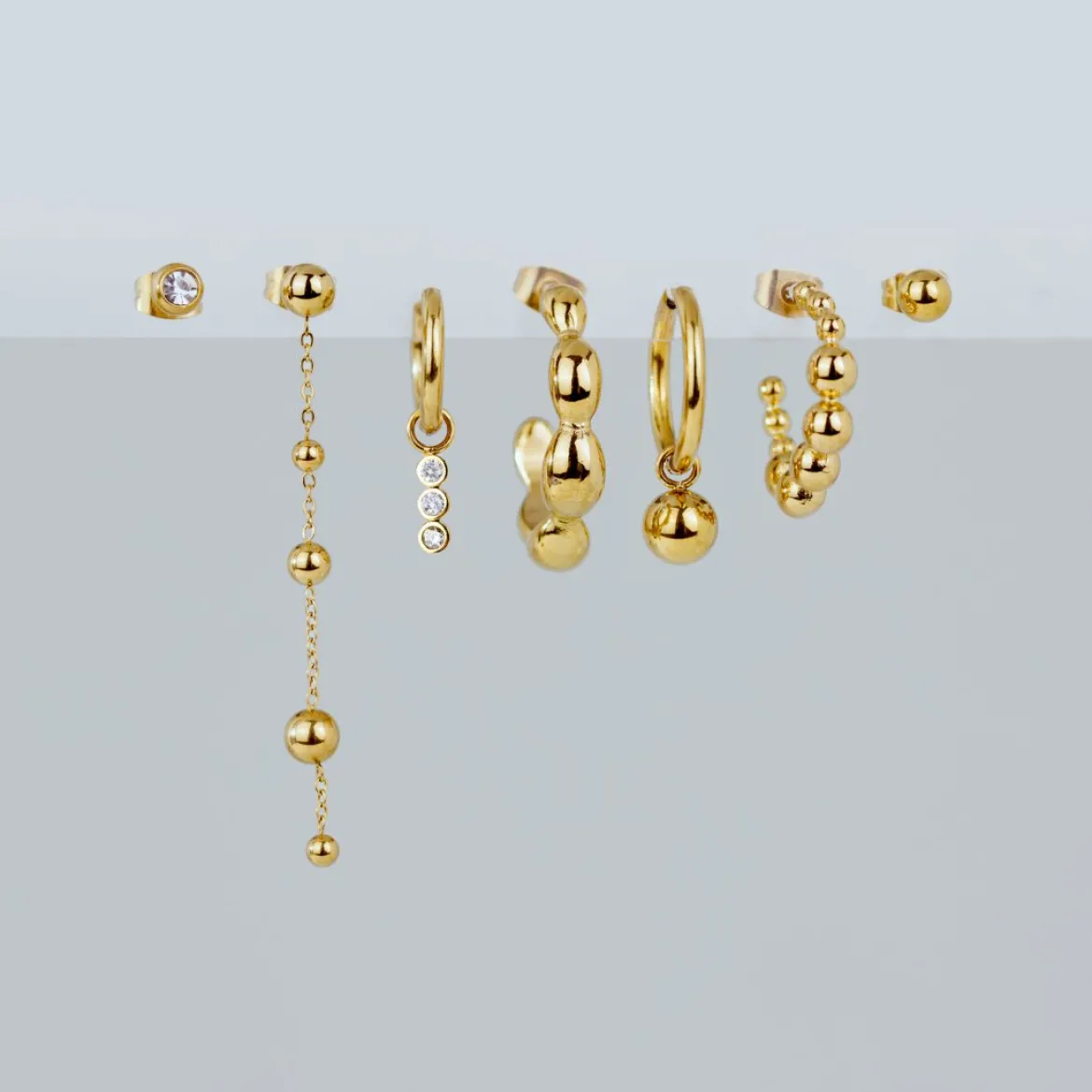 Bubbly Hoop Set Medium Silber