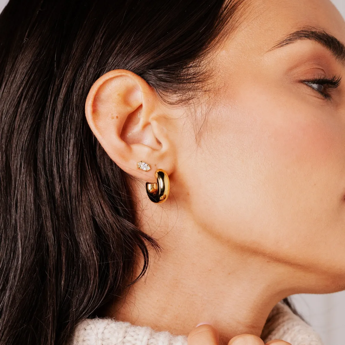 Bulky Hoop Studs Gold